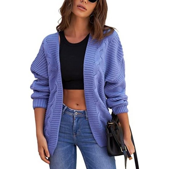 Sweaters - 𝅺womens Winter Open Front Long Sleeve A Blue 2